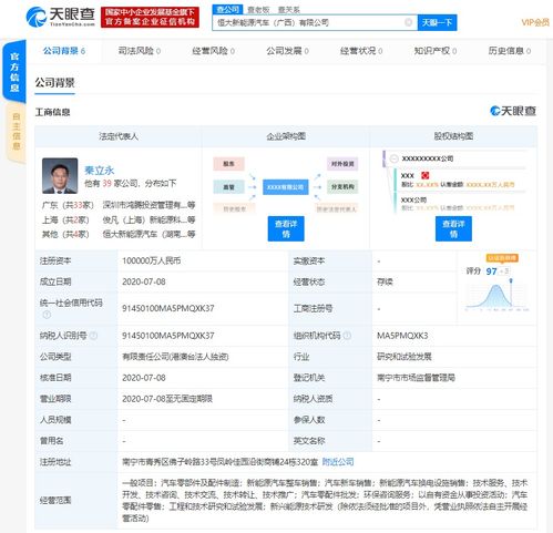 恒大新能源汽車成立兩家新公司 注冊(cè)資本總計(jì)15億元